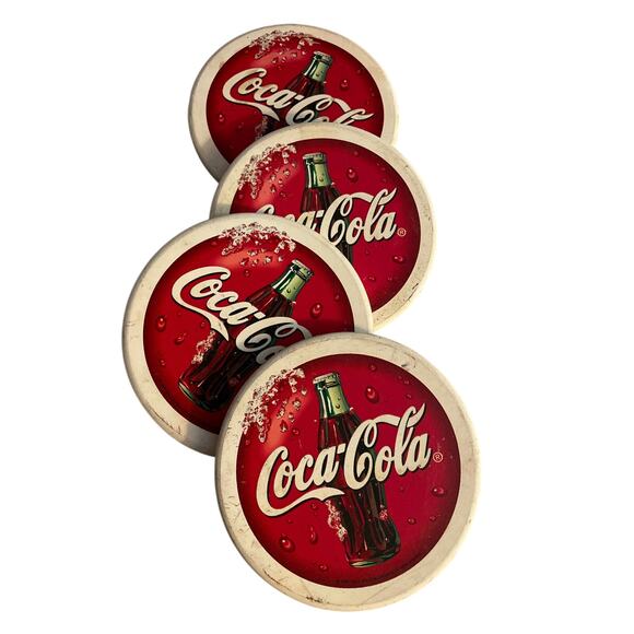 Coca Cola Stone with Cork Back Vintage Y2K Coasters set of 4 - Picture 1 of 4